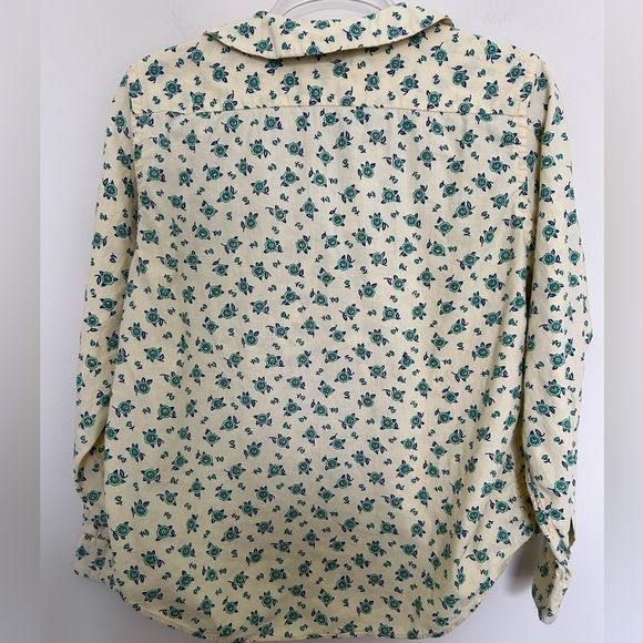Vintage L.L. Bean Yellow Floral Button Up Shirt Cotton Size 14 Made in USA - Picture 5 of 6